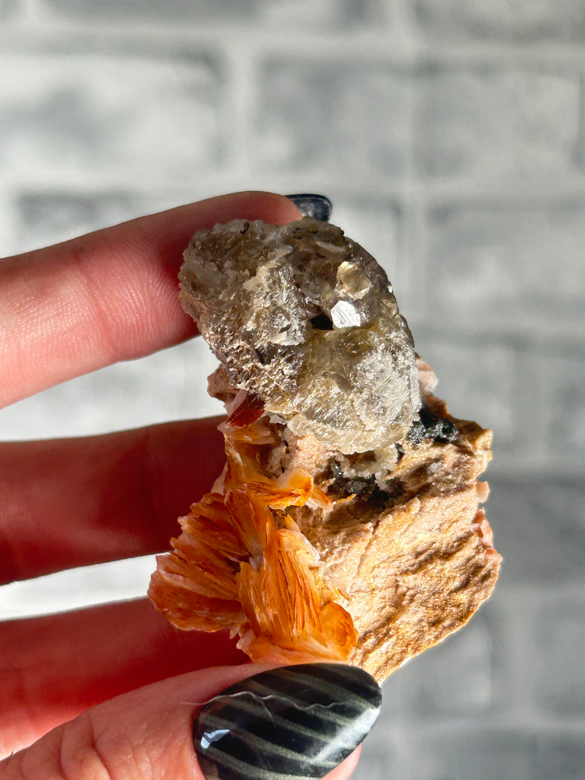 Cerusite on Barite from Morocco