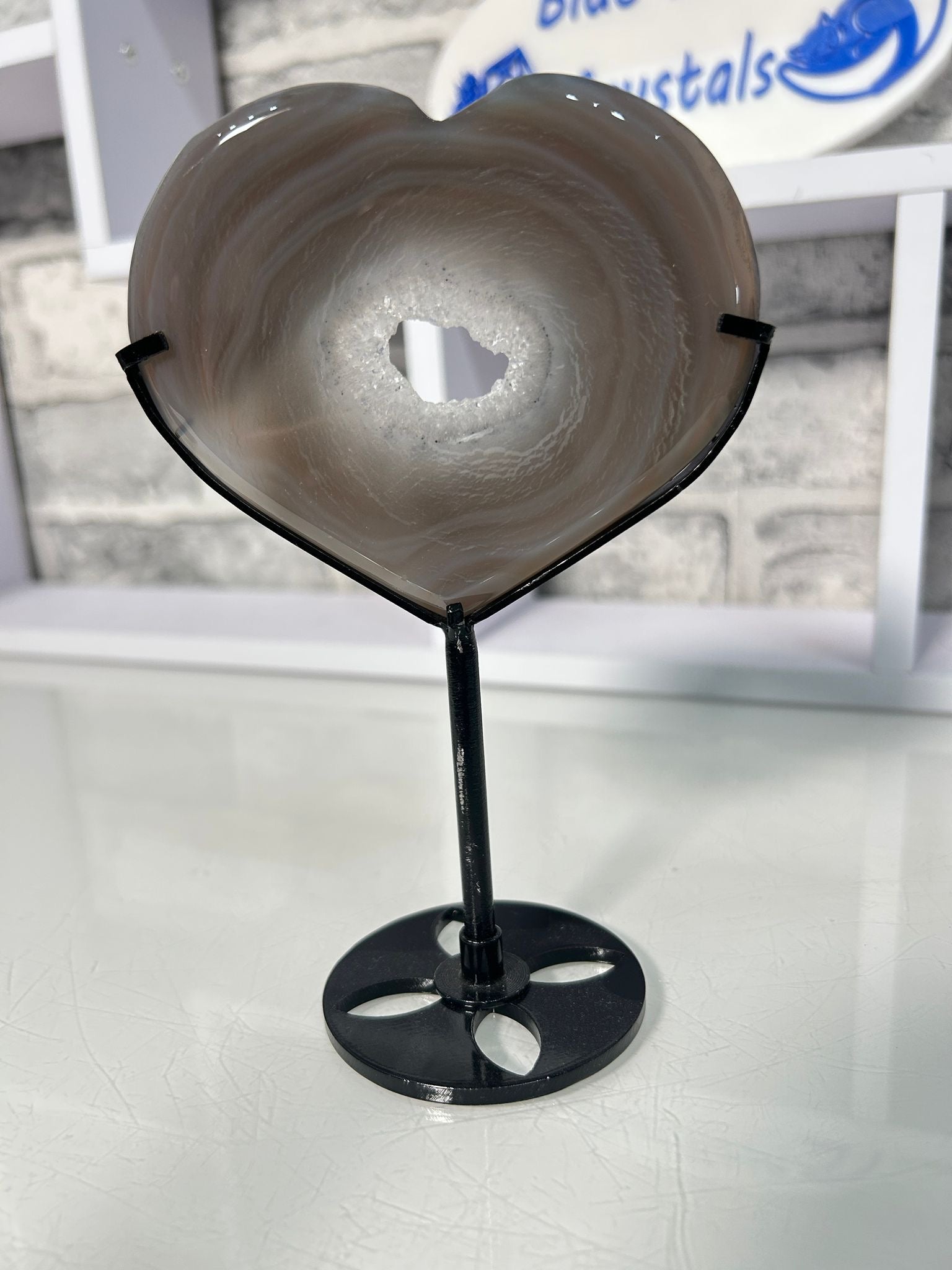 Druzy Agate Heart on Stand