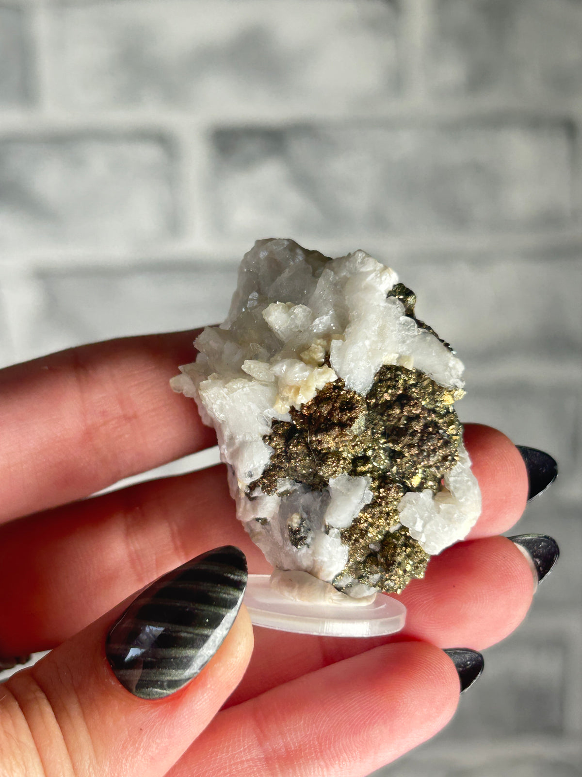 white Dolomite on Pyrite from Daye, Hubei, China