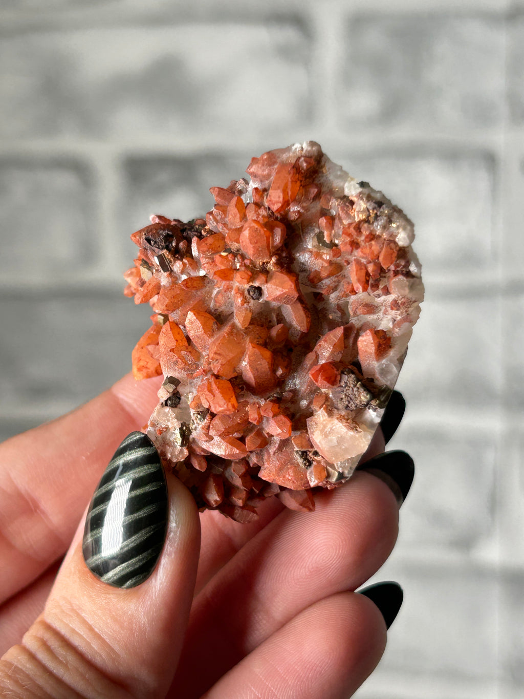 Red Quartz Cluster with Colourful Pyrite and Mamatite - Guizhou, China
