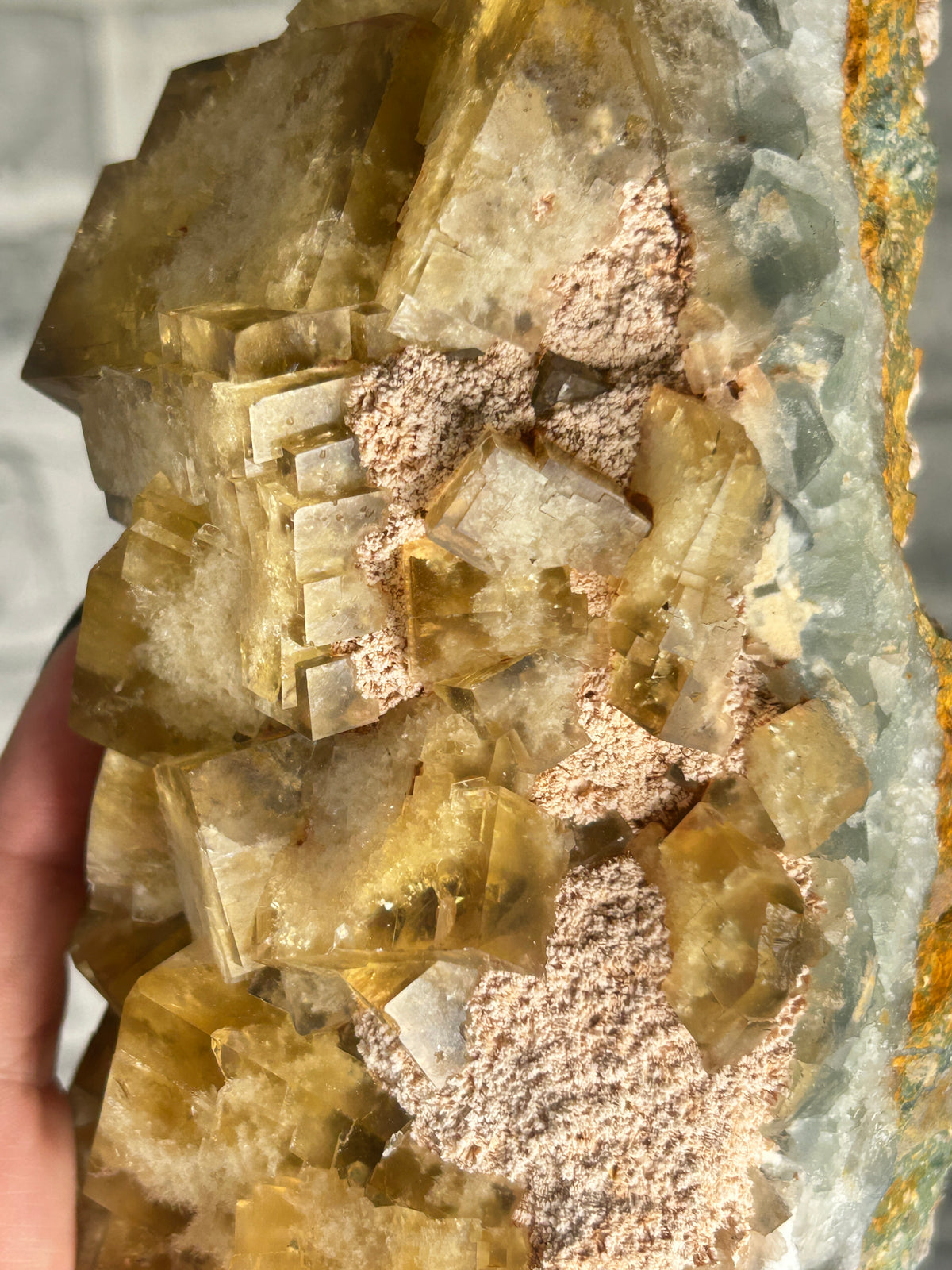 Golden Yellow Cubic Fluorite on Dolomite Matrix
Huairou District, Beijing, China