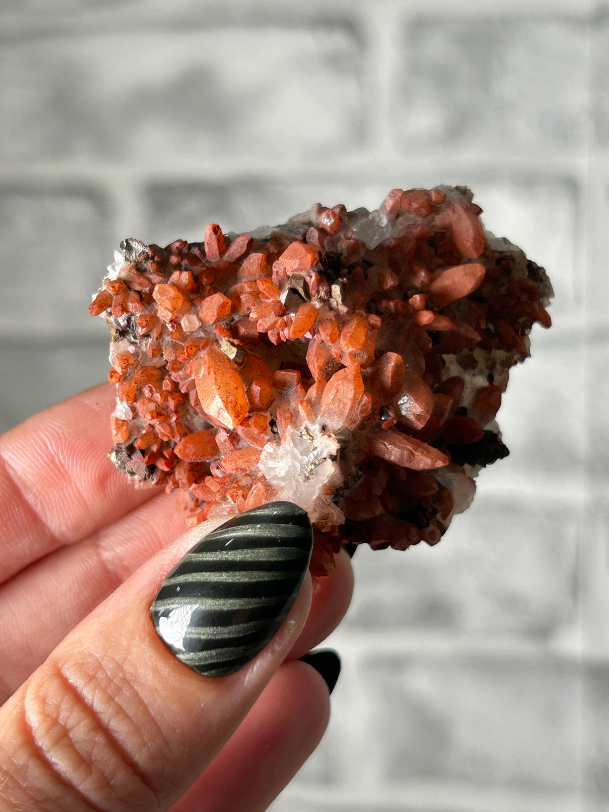 Red Quartz Cluster with Colourful Pyrite and Mamatite - Guizhou, China
