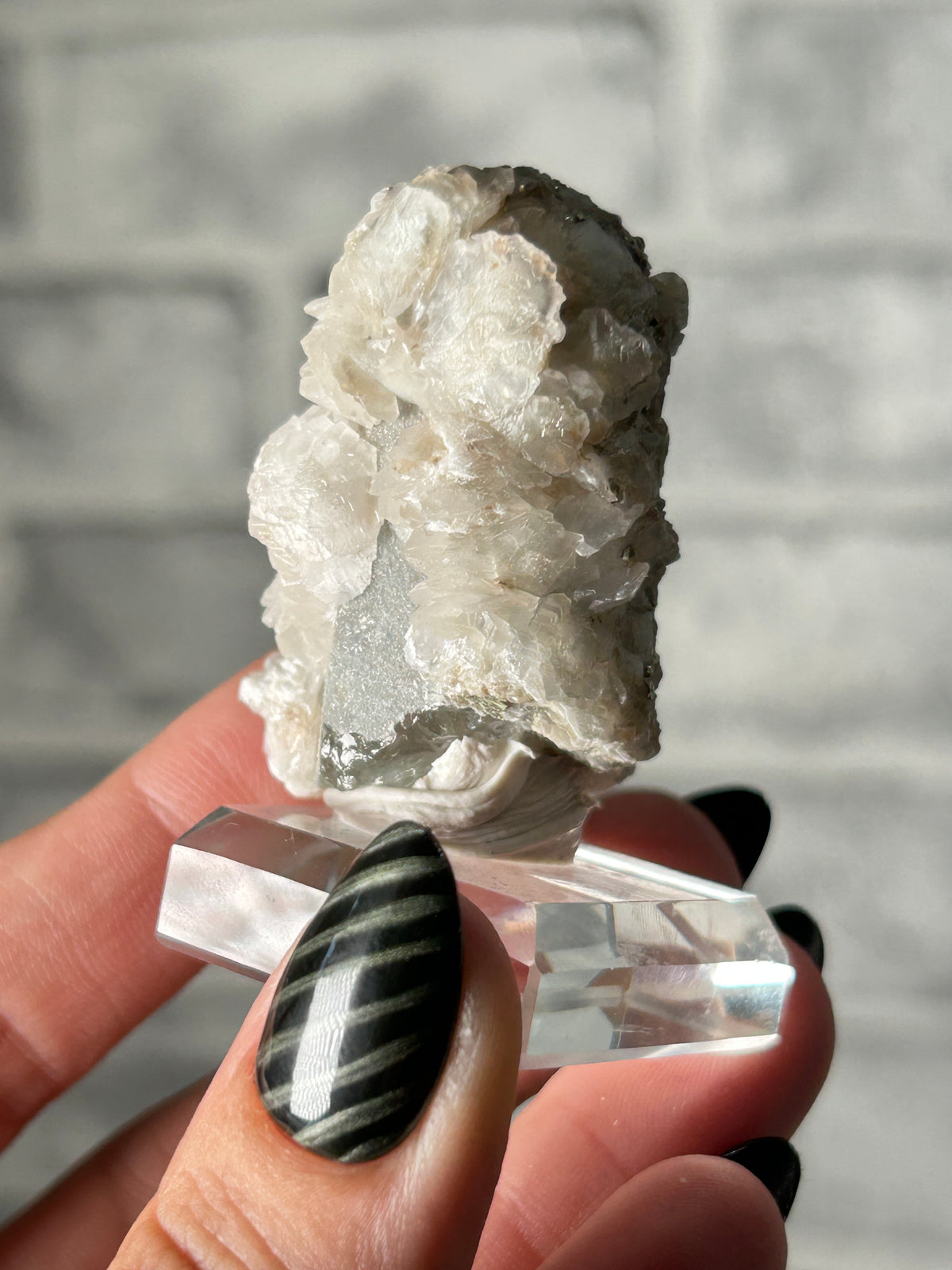 Iridescent pyrite on calcite from inner Mongolia -D
