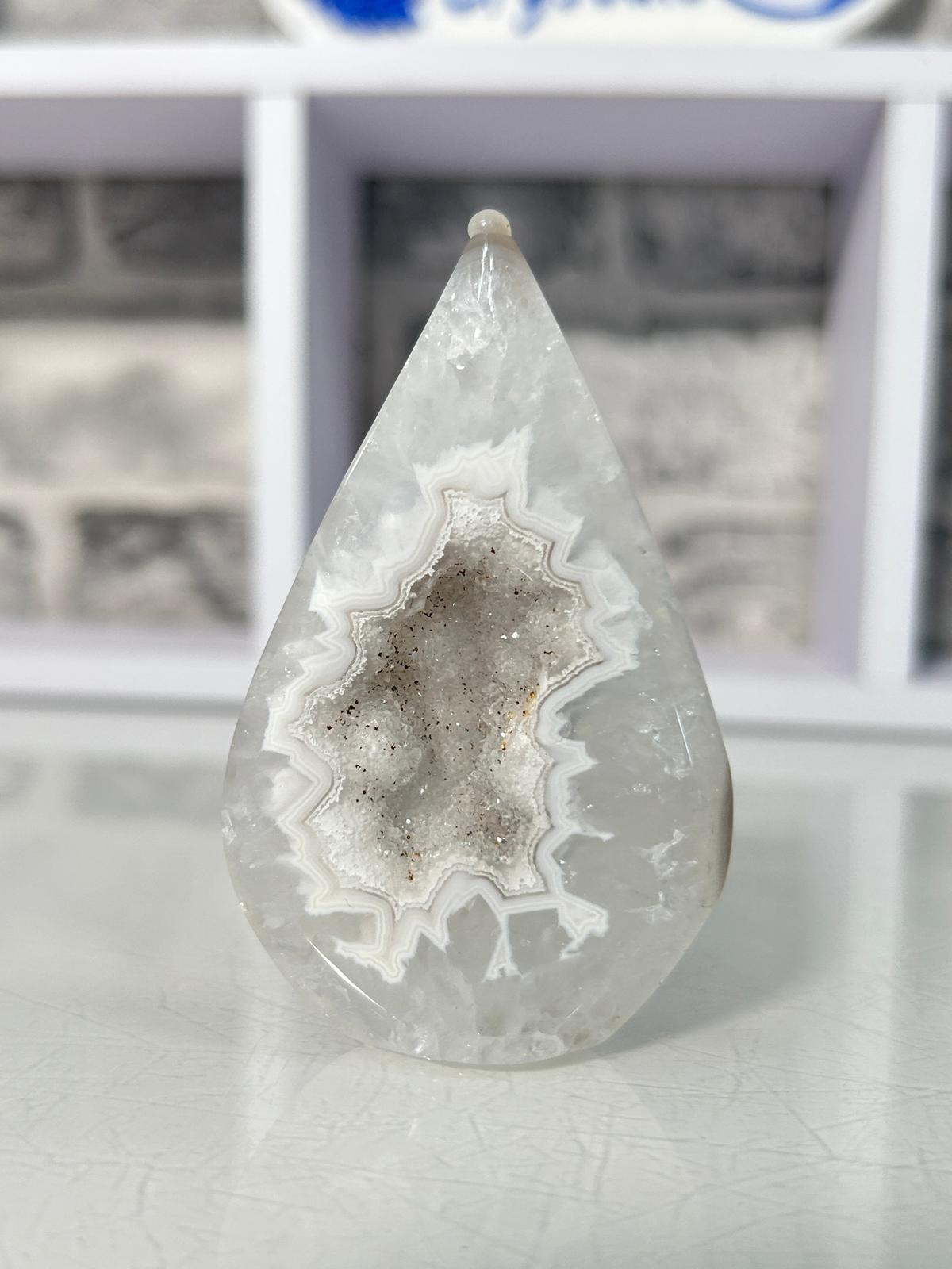Agate with Druzy Quartz Teardrop