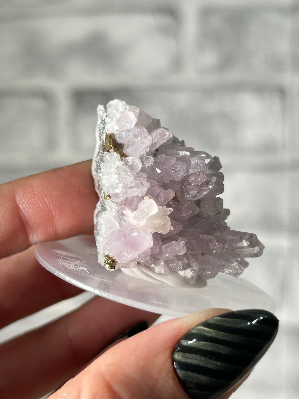 Amethyst Cluster with Colourful Pyrite and Dolomite. Guangxi, China
