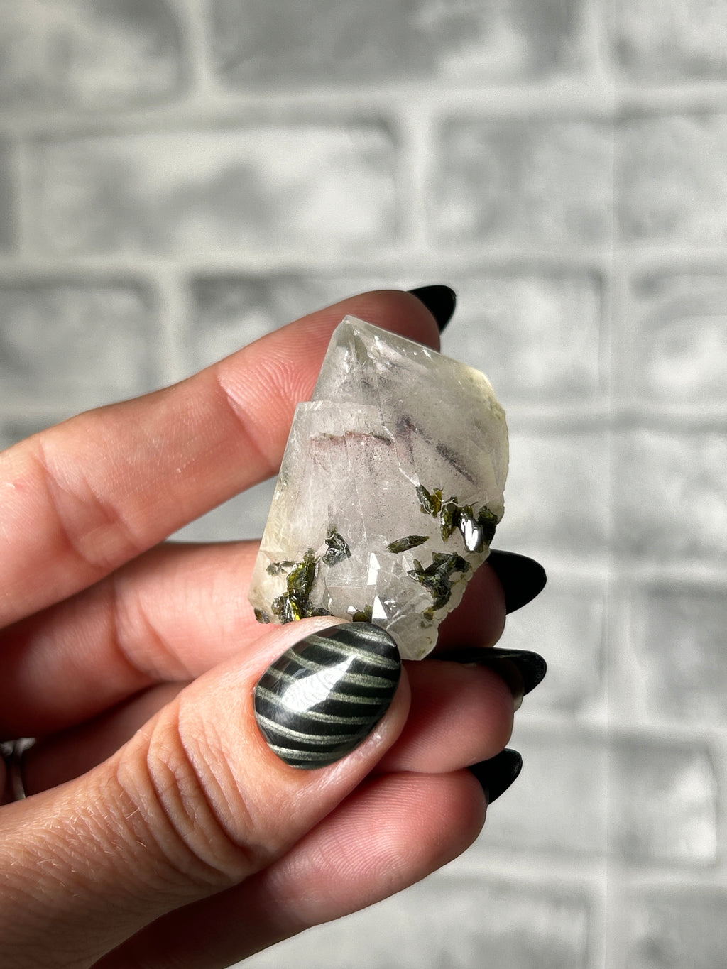 Epidote on phantom Quartz - Sichuan China
