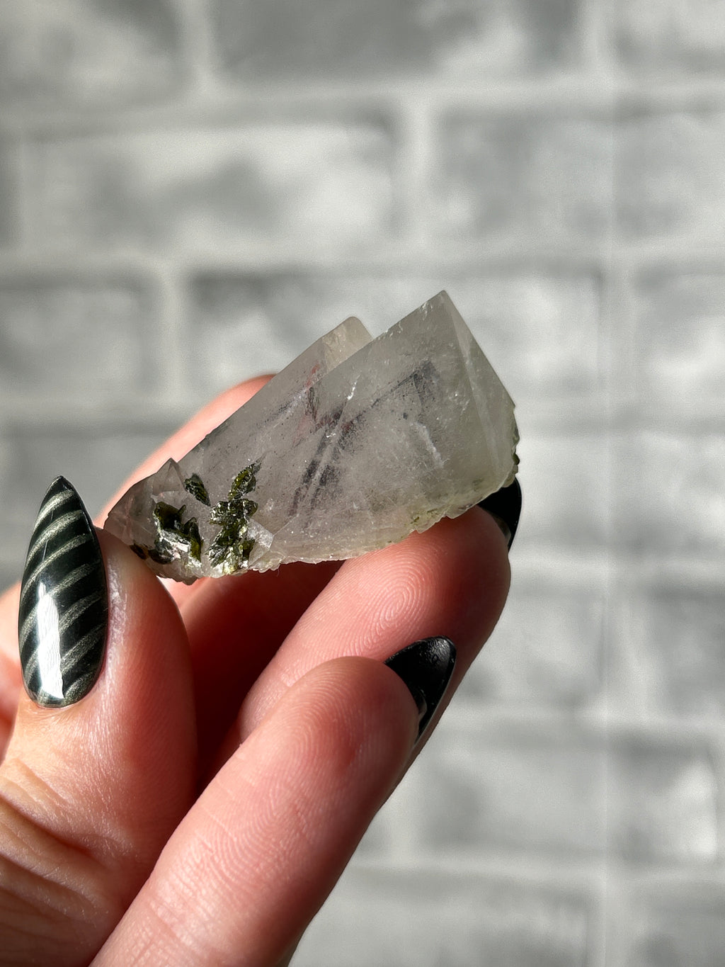 Epidote on phantom Quartz - Sichuan China