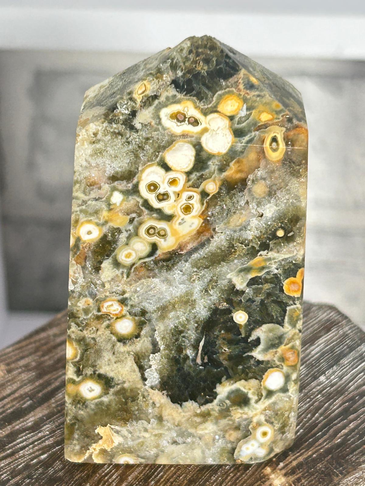 8th Vein Ocean Jasper Tower – Druzy Core