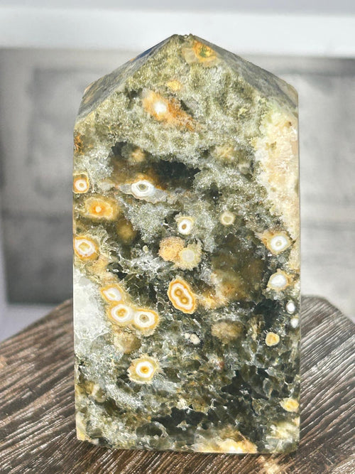 8th Vein Ocean Jasper Tower – Druzy Core