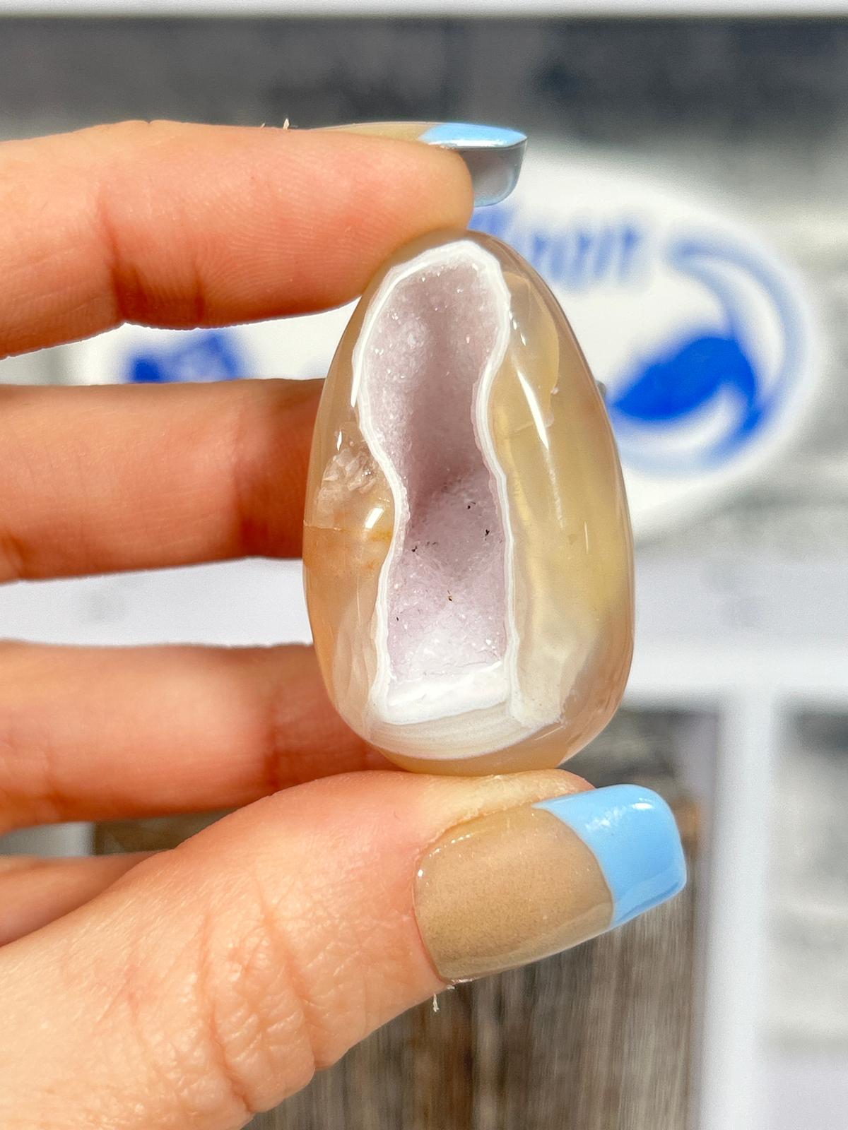 Pink Agate with Lilac Druzy Amethyst #2