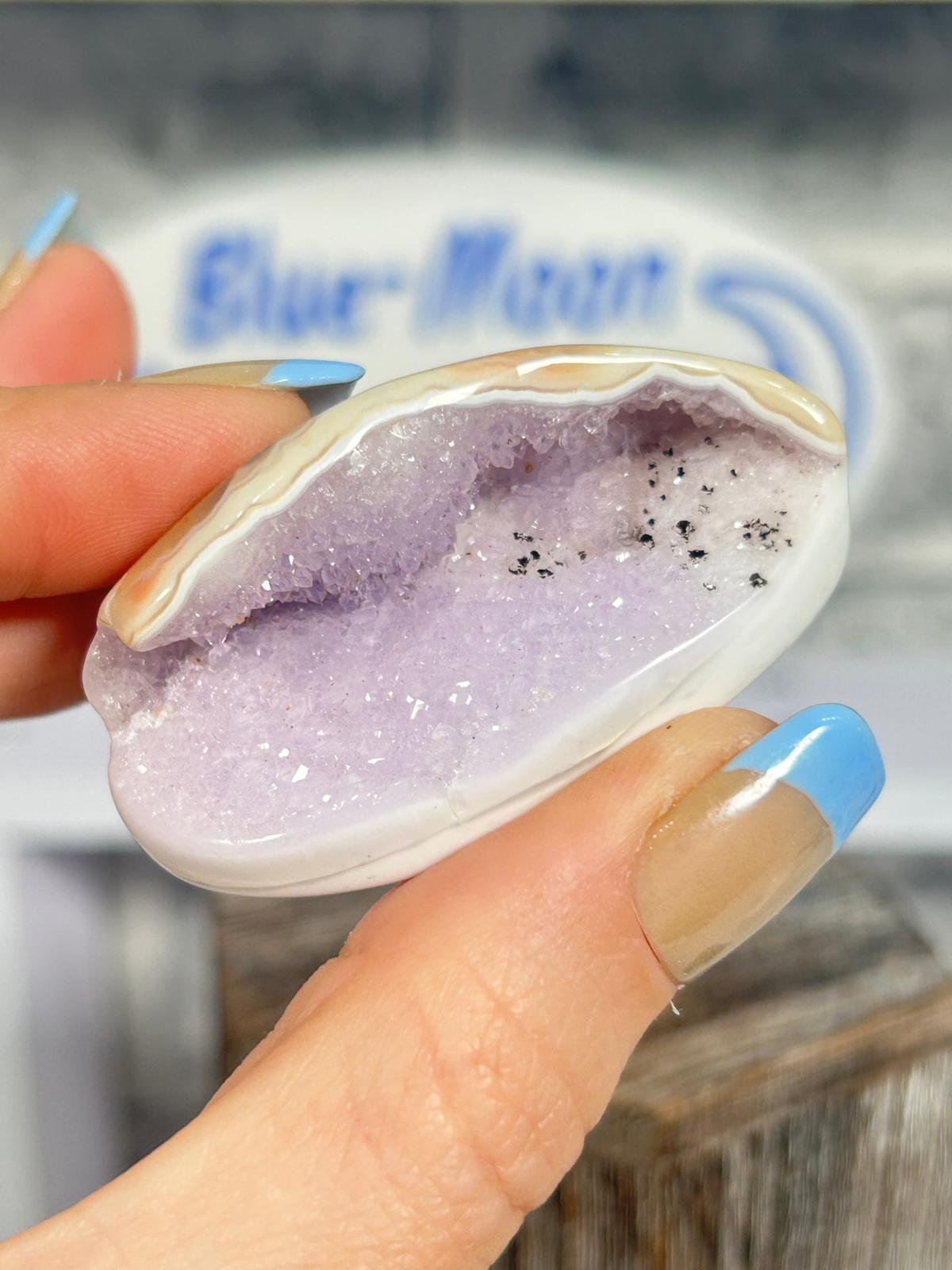 Pink Agate with Lilac Druzy Amethyst #7