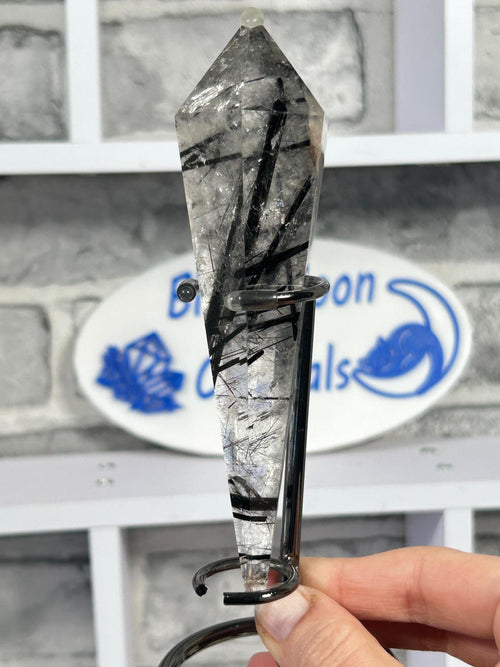 Black Tourmaline in Quartz Wand with Garden Inclusion