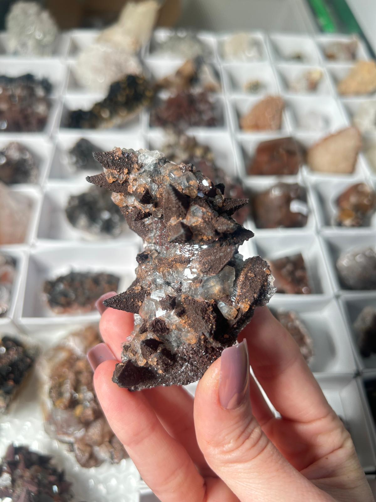 Hematite Dogtooth Calcite with Pyrite & Diamond Calcite