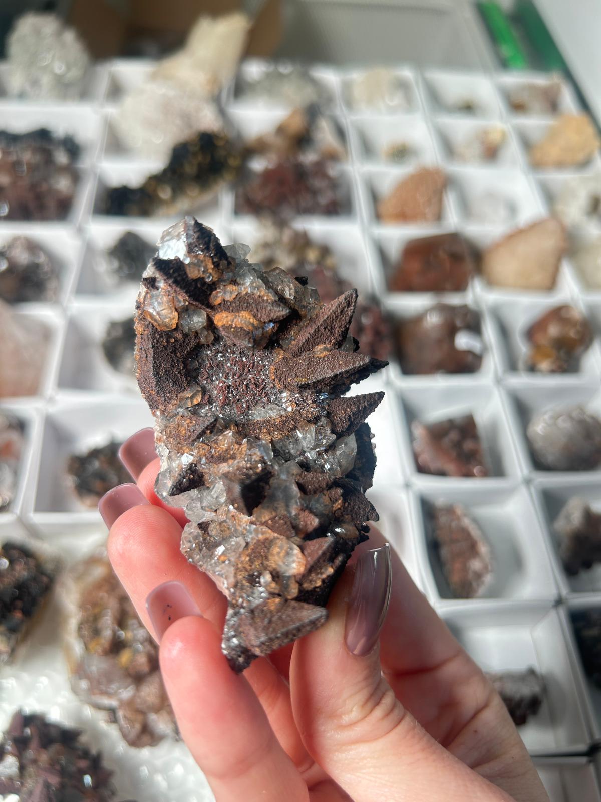 Hematite Dogtooth Calcite with Pyrite & Diamond Calcite
