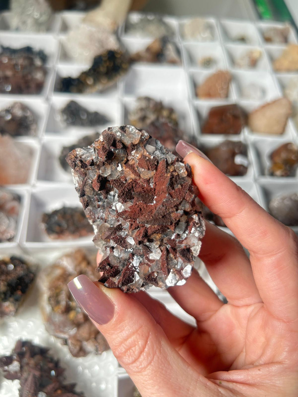 Hematite Dogtooth Calcite with Pyrite & Diamond Calcite
