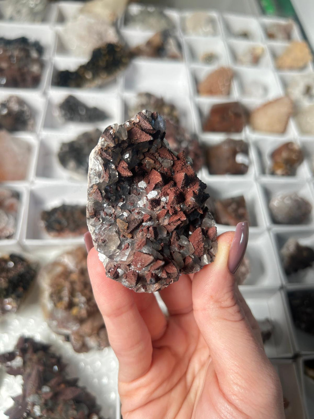 Hematite Dogtooth Calcite with Pyrite & Diamond Calcite