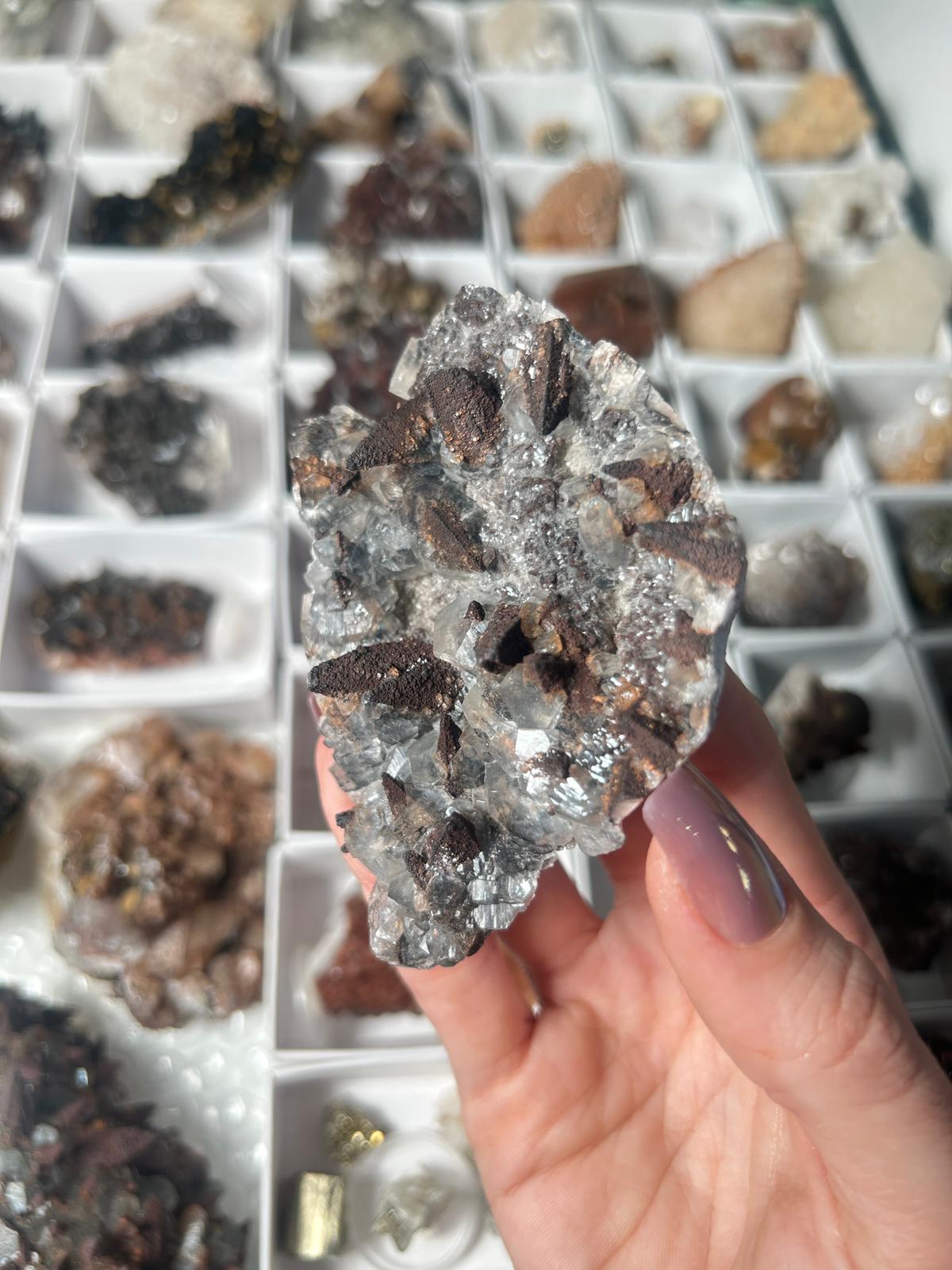Hematite Dogtooth Calcite & Diamond Calcite