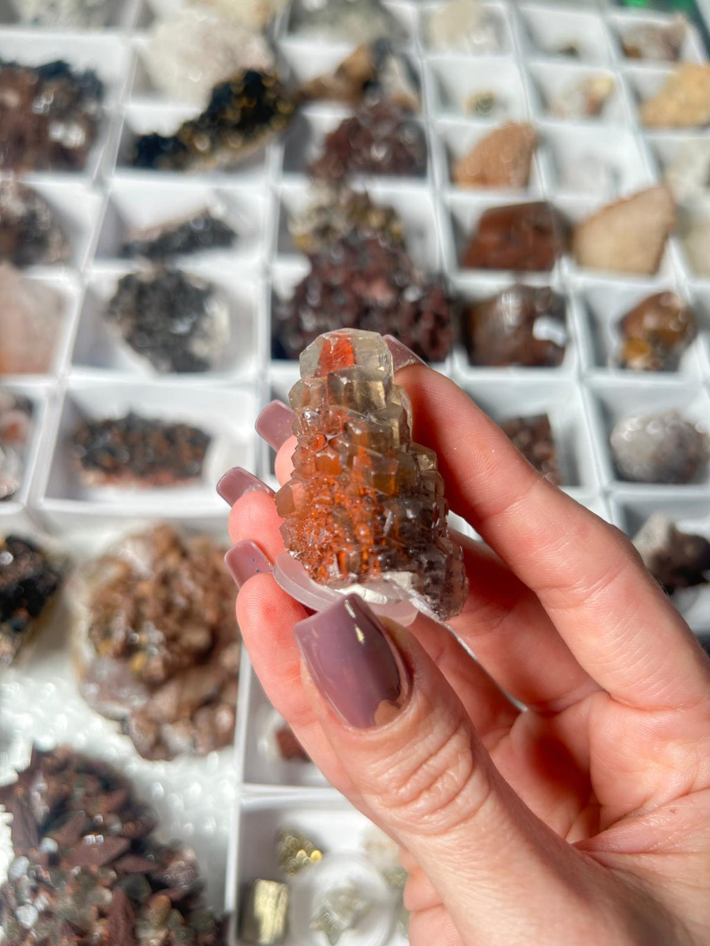 Natural Pagoda Calcite on Hematite-Stained Dogtooth Calcite #1