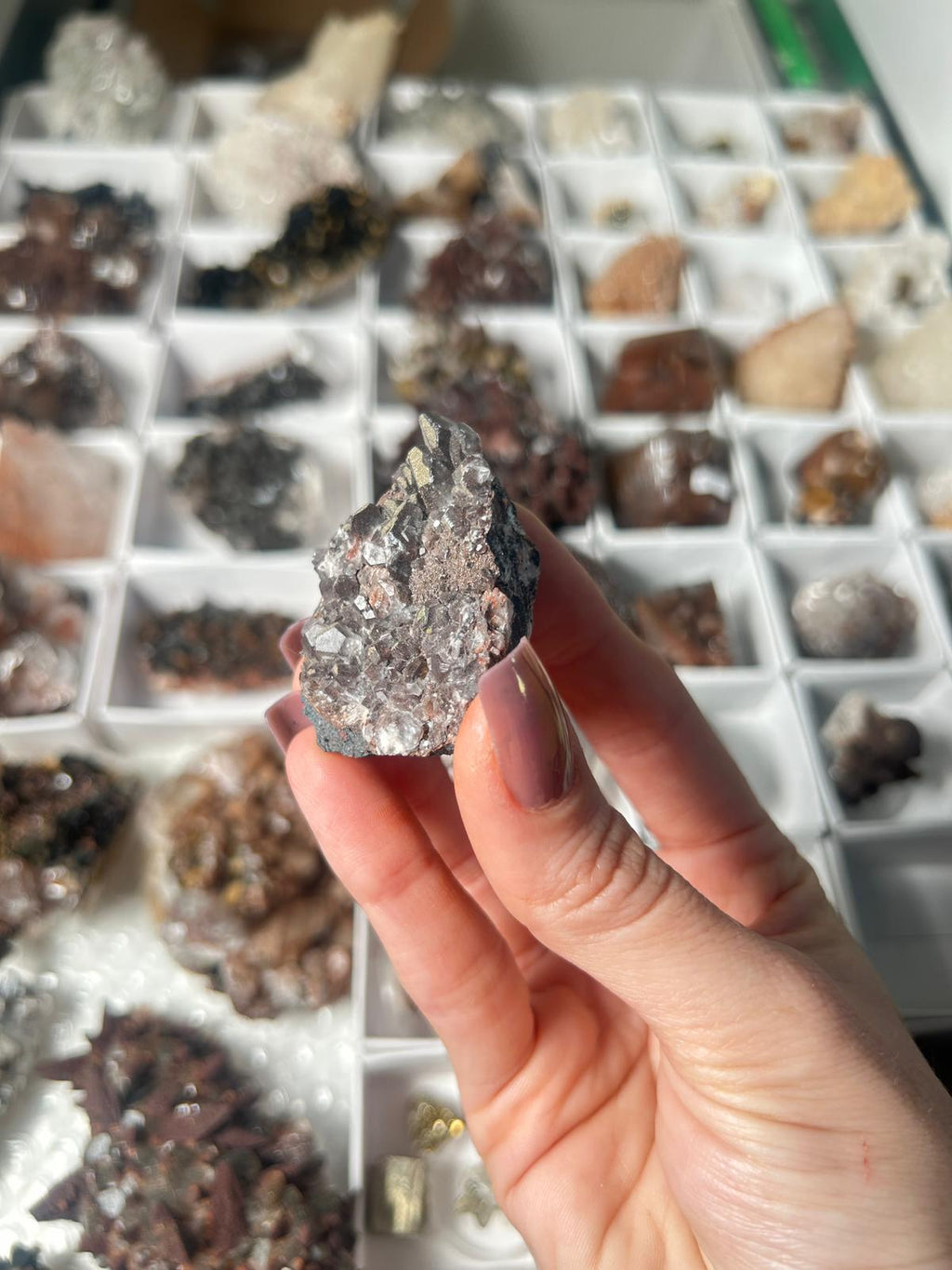 Benz Calcite with Speckled Pyrite