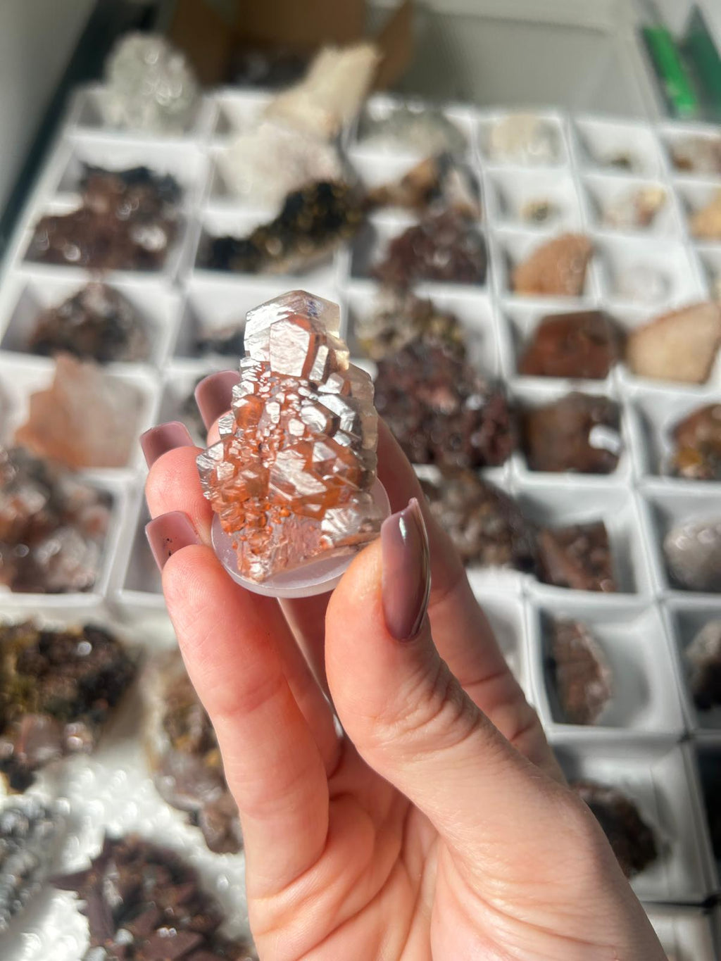 Natural Pagoda Calcite on Hematite-Stained Dogtooth Calcite #4