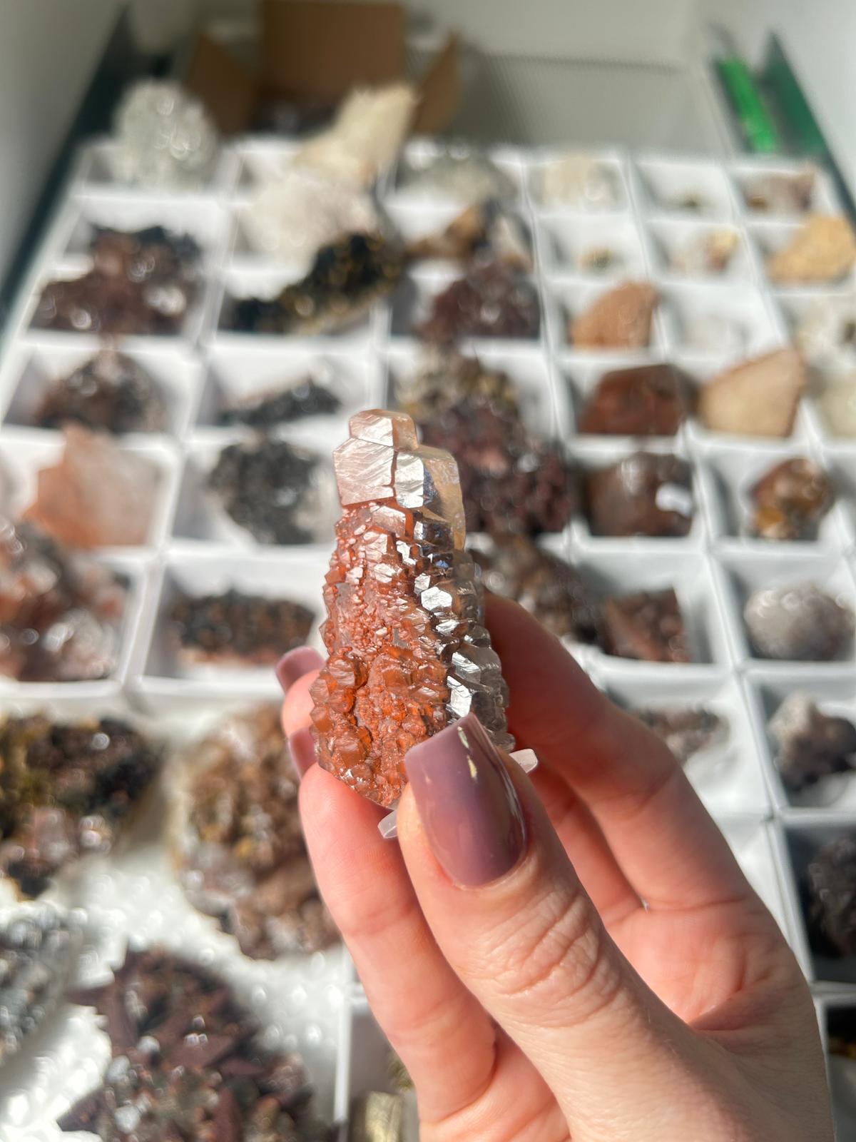 Natural Pagoda Calcite on Hematite-Stained Dogtooth Calcite #5