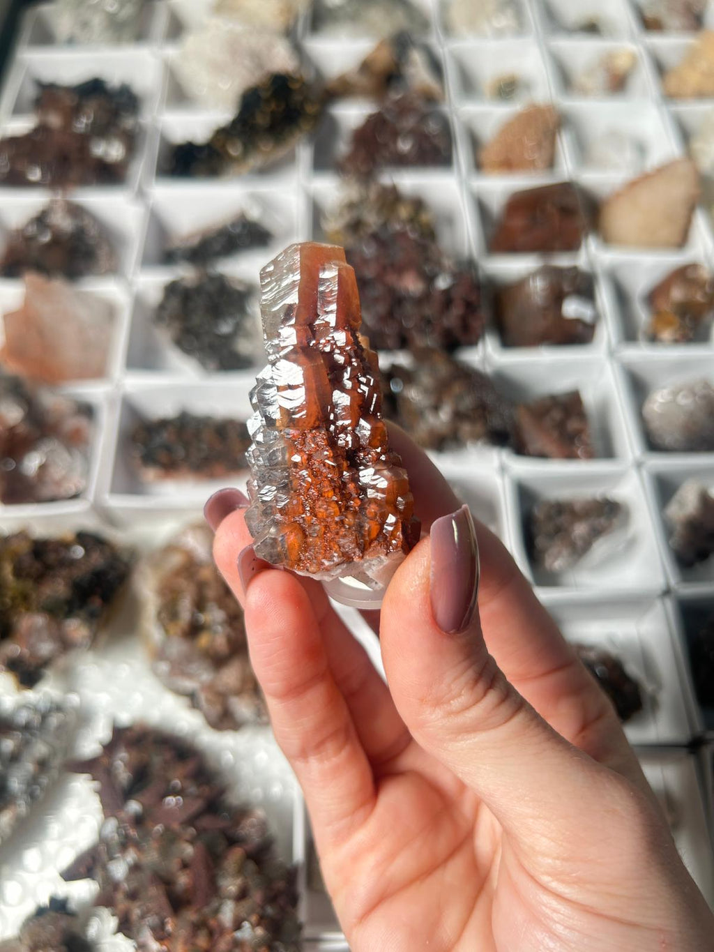 Natural Pagoda Calcite on Hematite-Stained Dogtooth Calcite #5