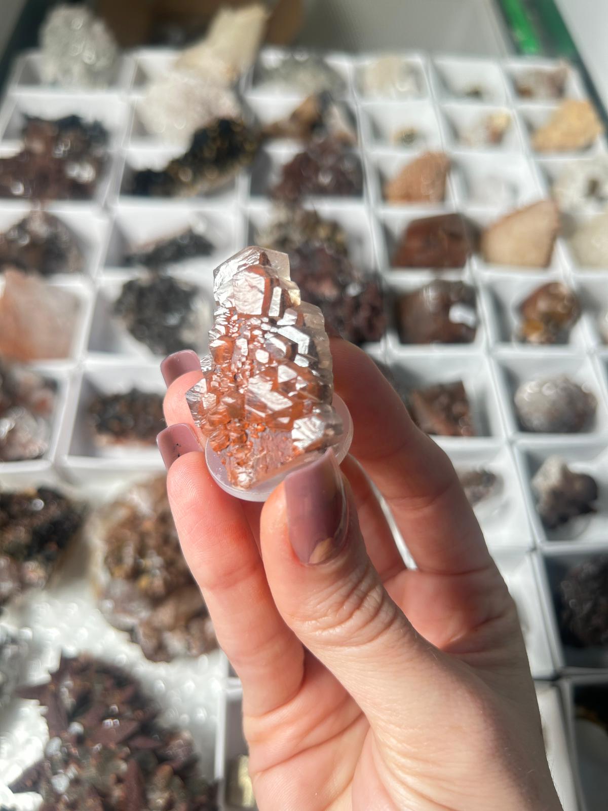 Natural Pagoda Calcite on Hematite-Stained Dogtooth Calcite #6