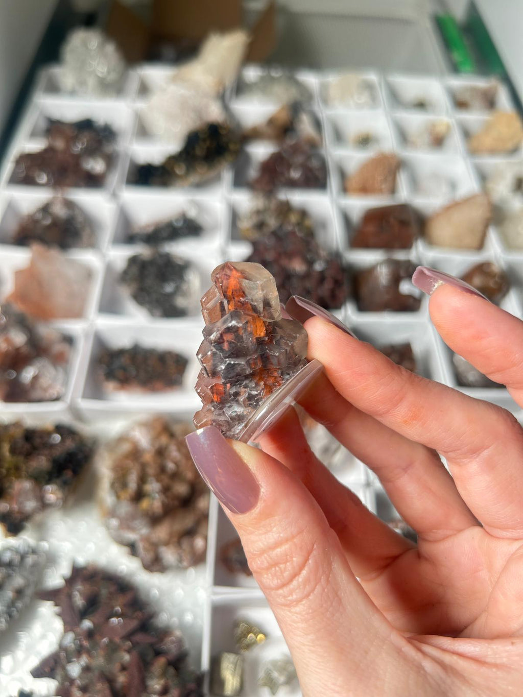 Natural Pagoda Calcite on Hematite-Stained Dogtooth Calcite #6