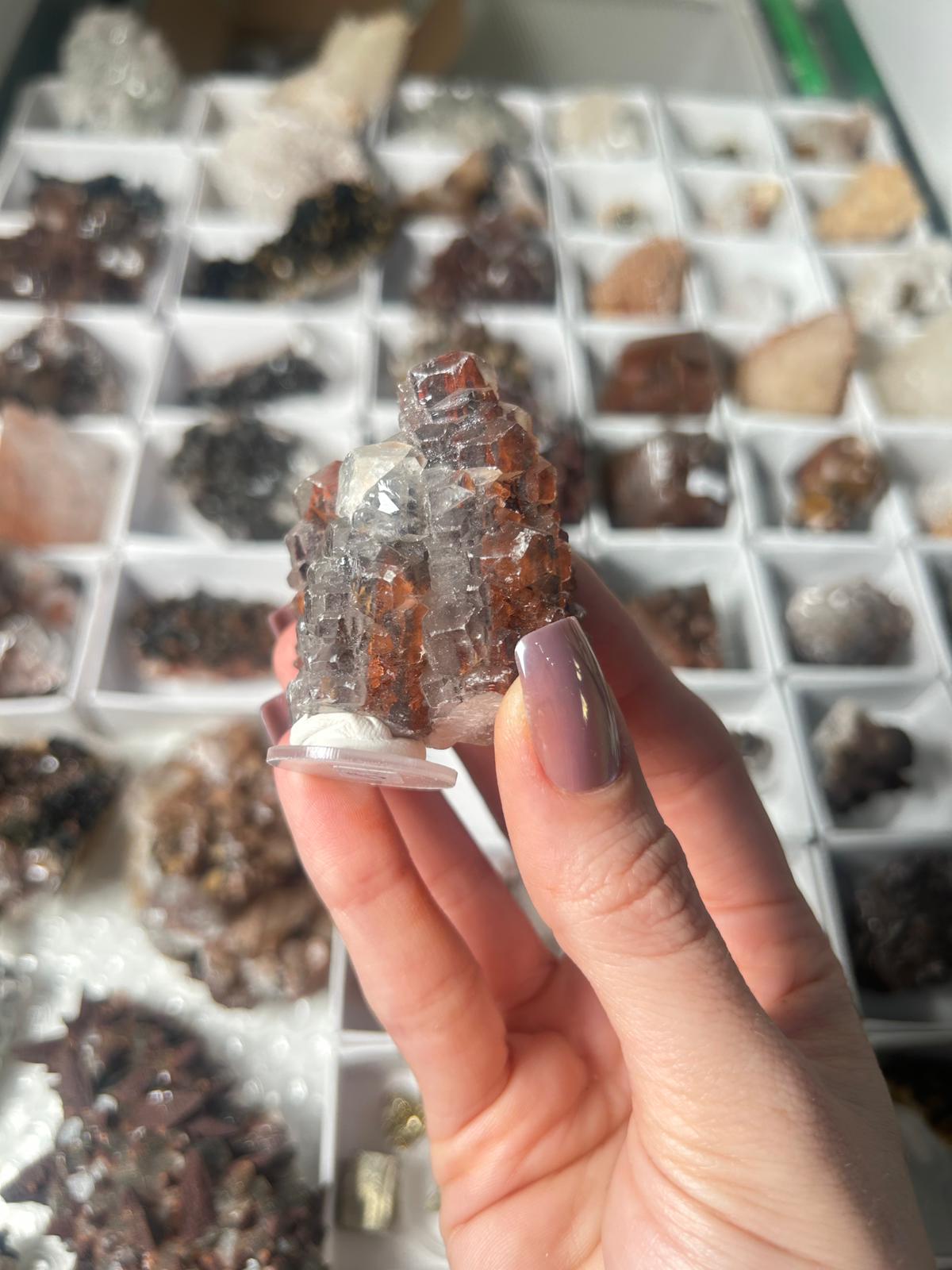 Natural Pagoda Calcite on Hematite-Stained Dogtooth Calcite #7