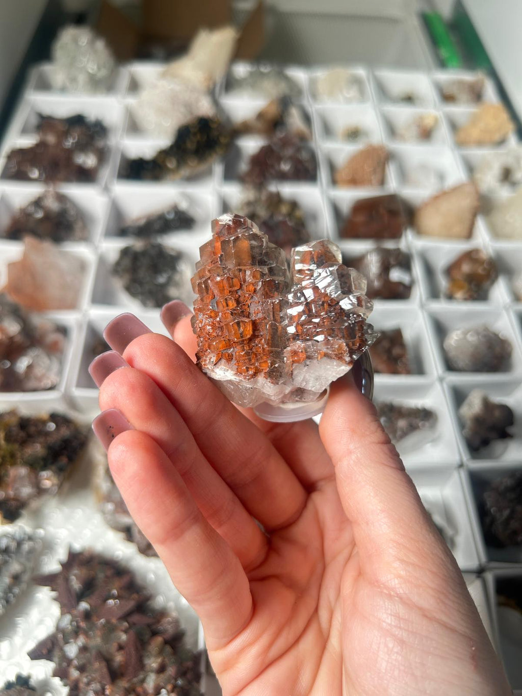 Natural Pagoda Calcite on Hematite-Stained Dogtooth Calcite #7