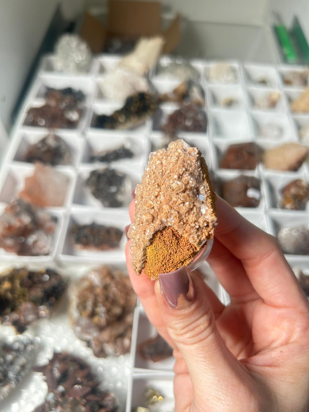 Bicoloured Diamond Calcite with Hematite #2