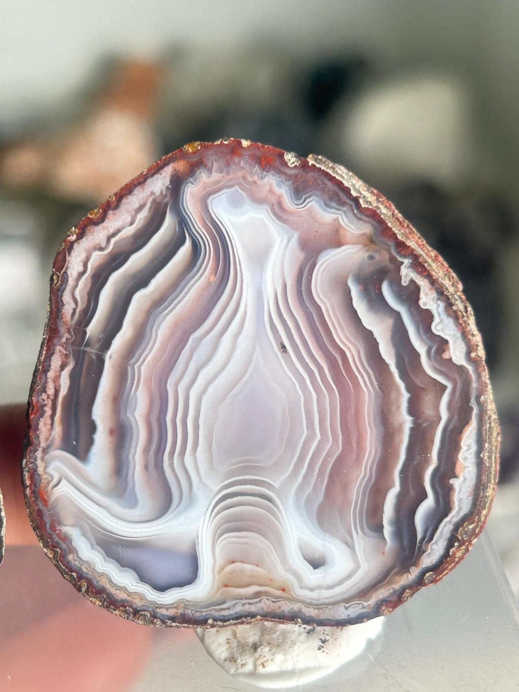 Large Zhangzhou Banded Agate Pair with Small Druzy Quartz Centre