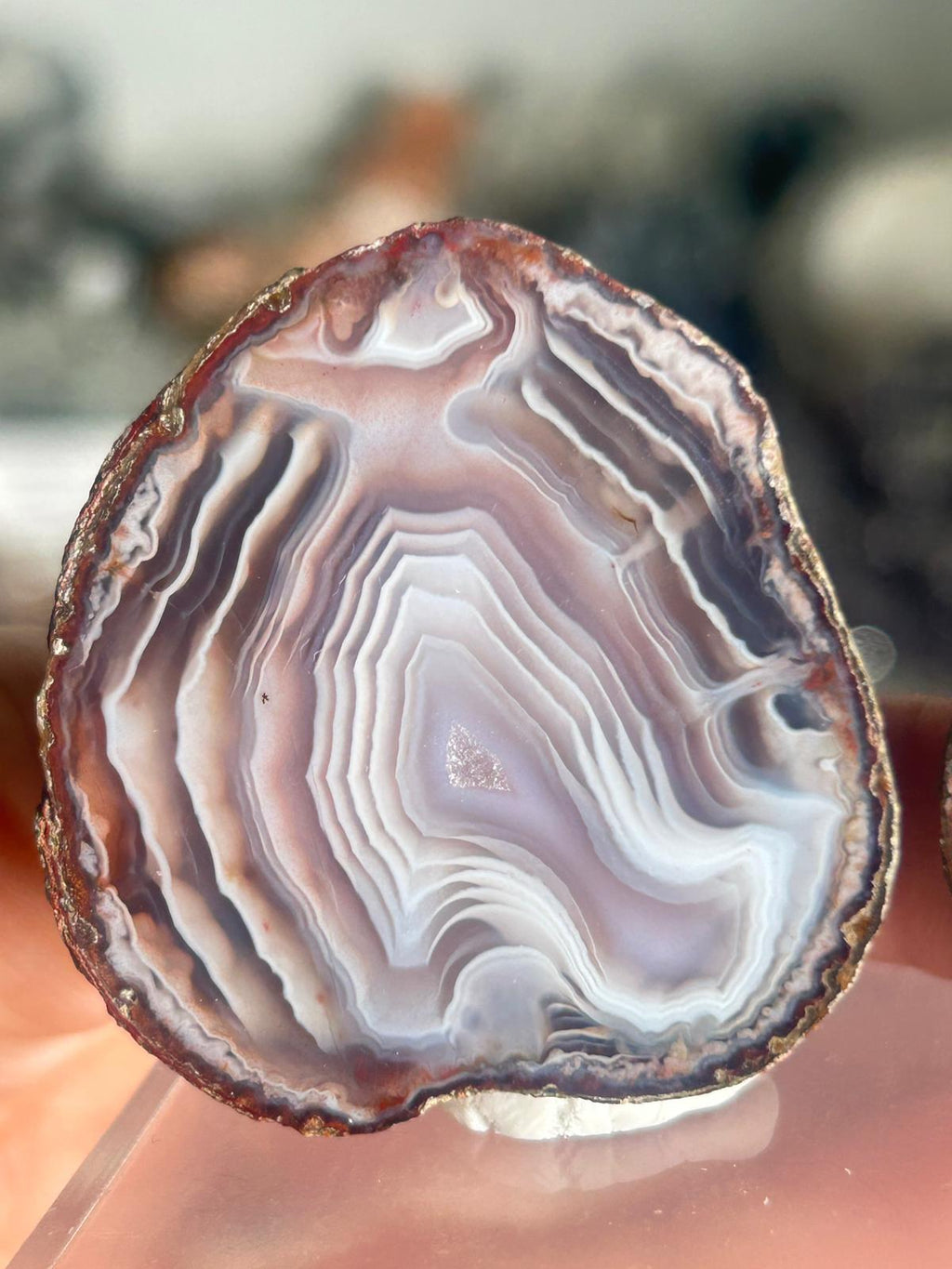 Large Zhangzhou Banded Agate Pair with Small Druzy Quartz Centre