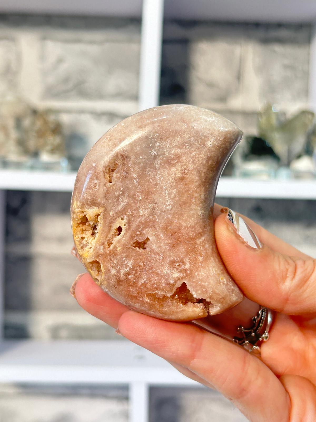 Small Pink Amethyst Druzy Moon