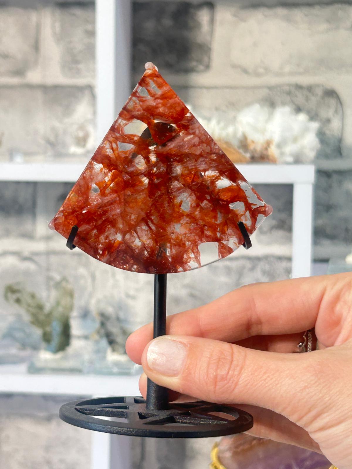 Fire Quartz Carving on Stand