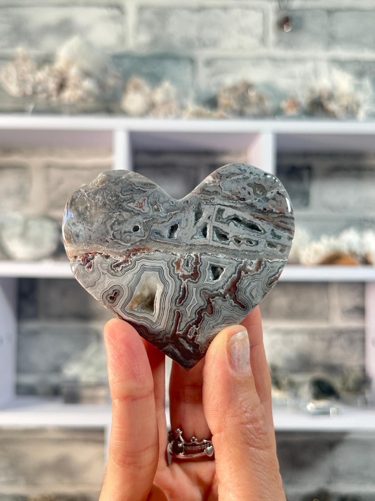 Druzy Crazy Lace Agate Heart