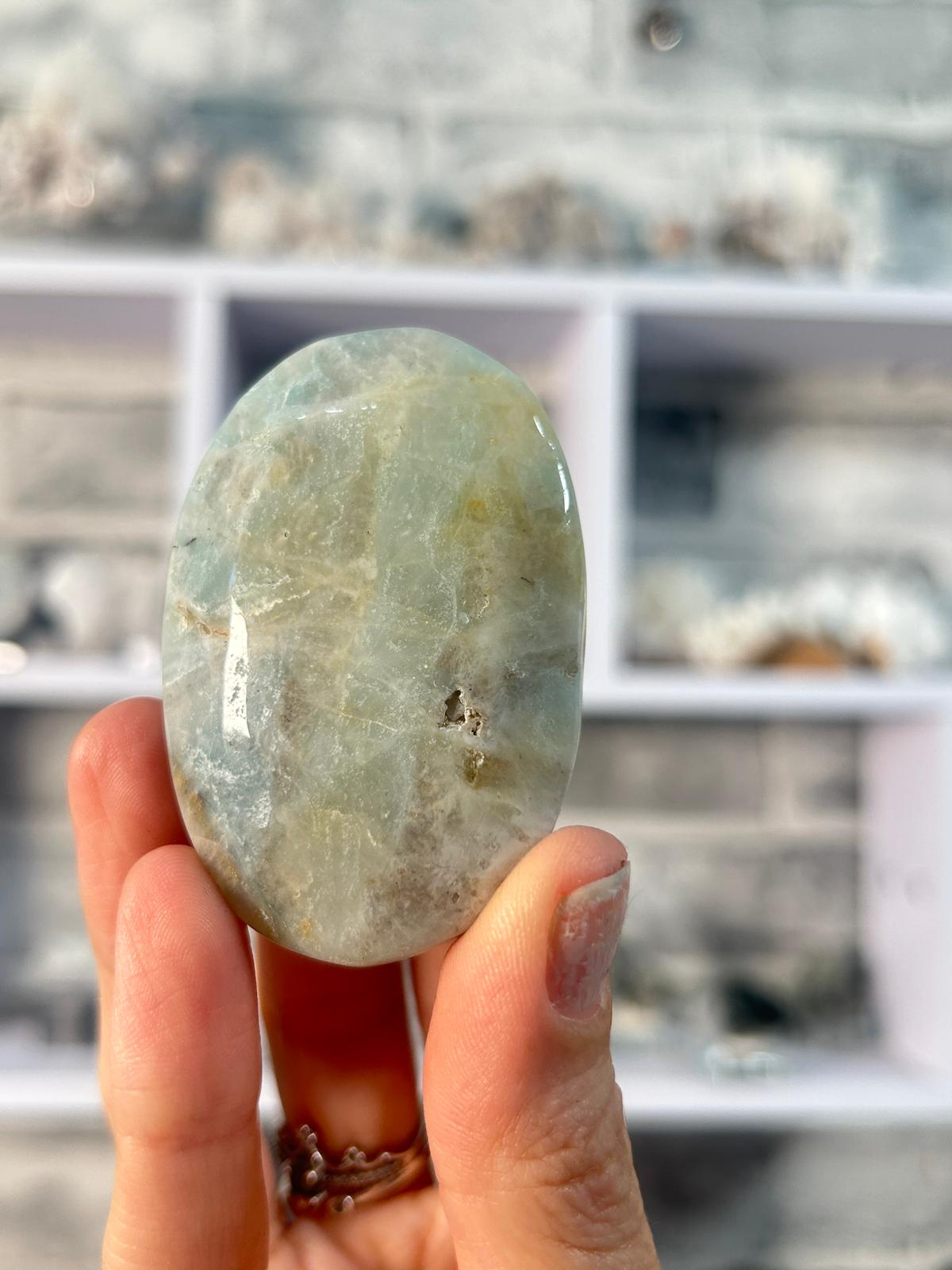 Green Calcite Palm Stone