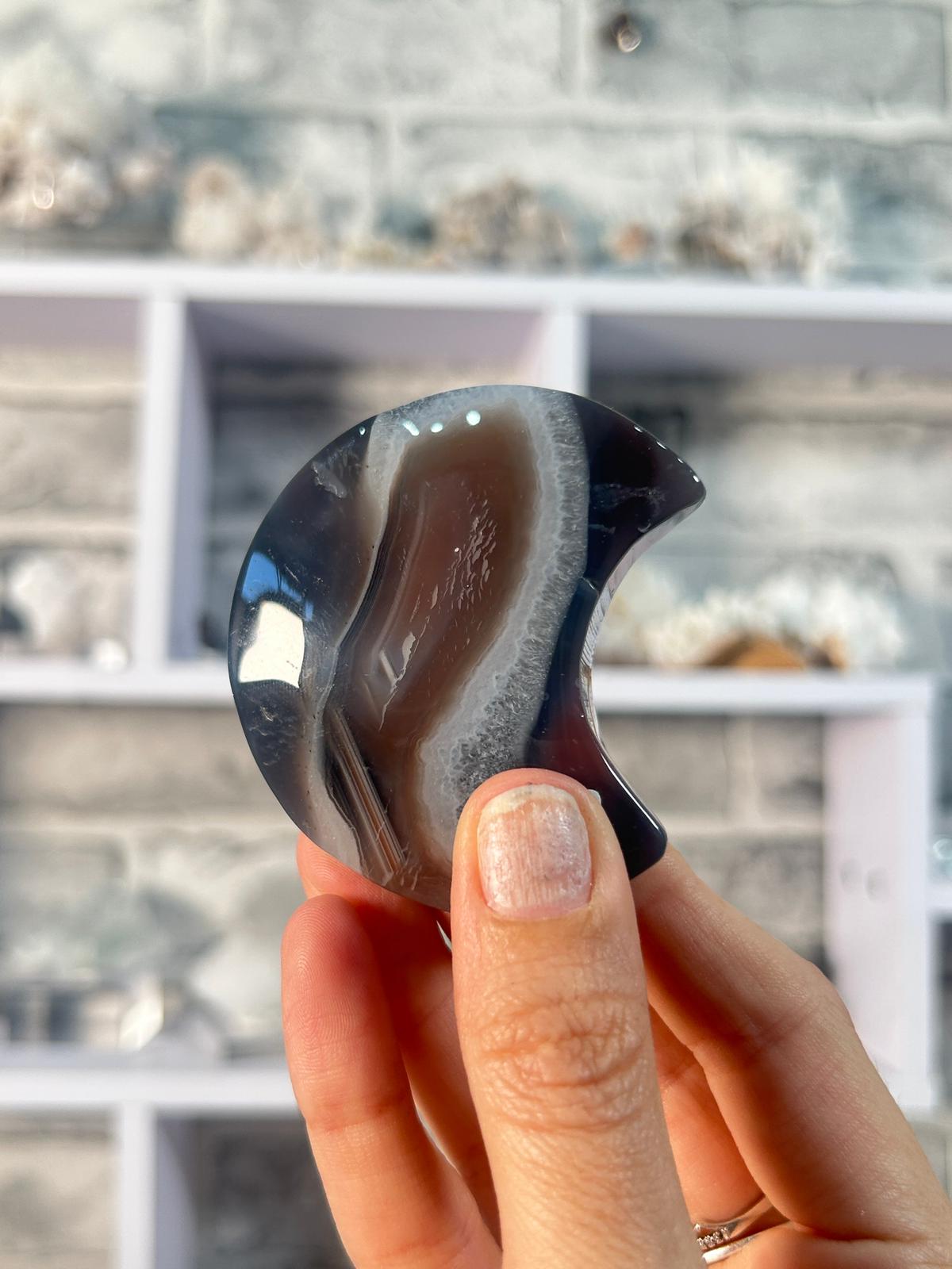 Banded Agate Crescent Moon
