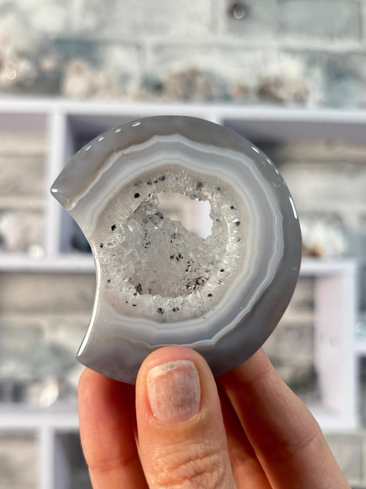 Druzy Banded Agate Moon
