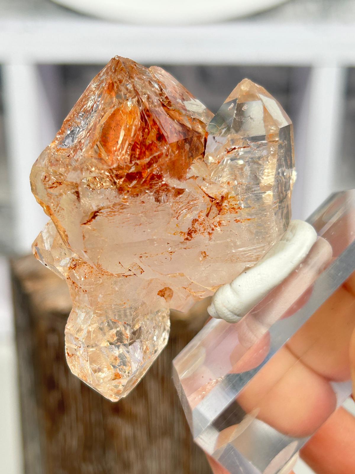 Elestial (Skeleton) Quartz with Red Clay & Petroleum Inclusions - Choose Your Piece