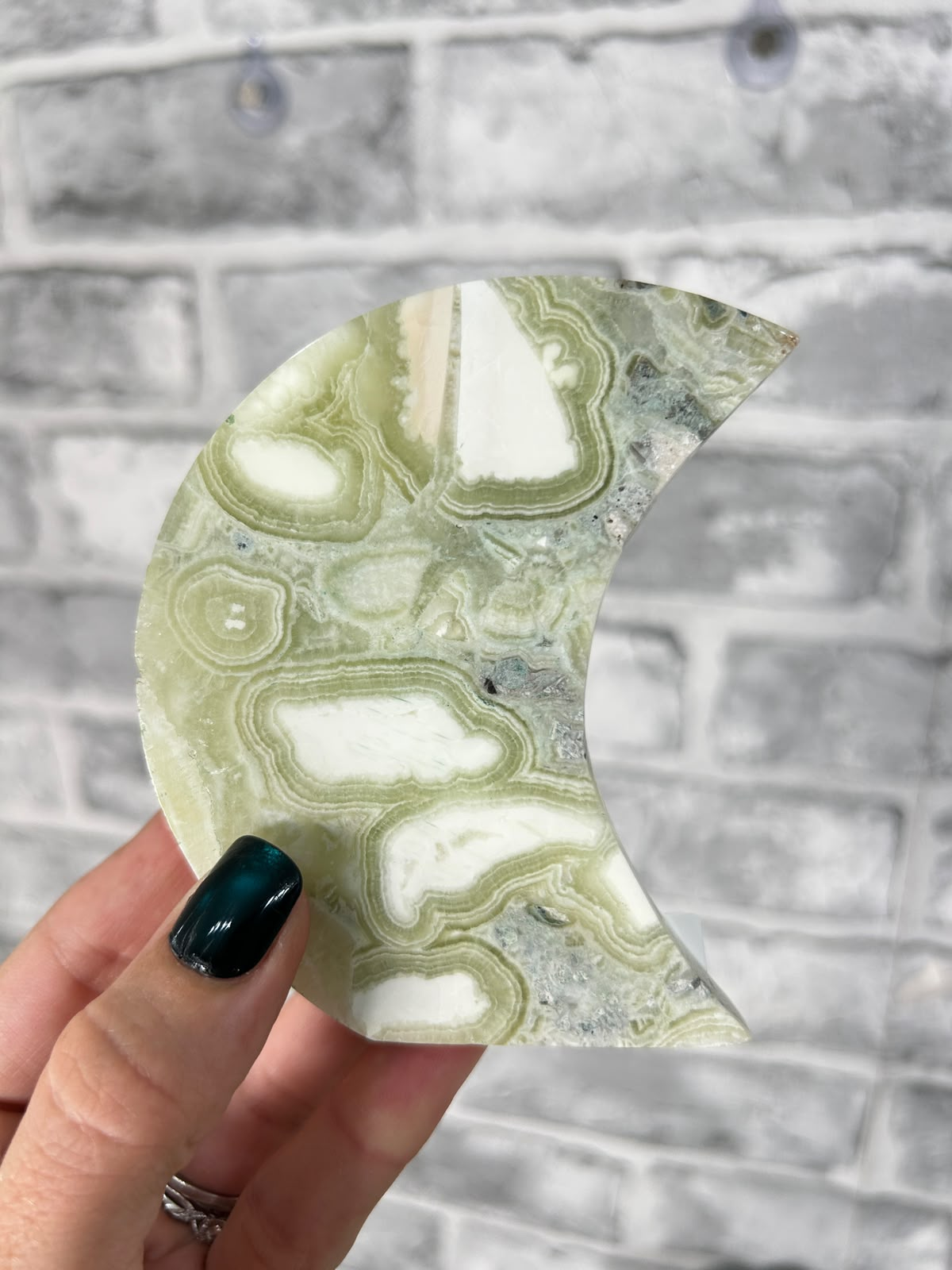 Green Maligano Jasper Crescent Moon #3