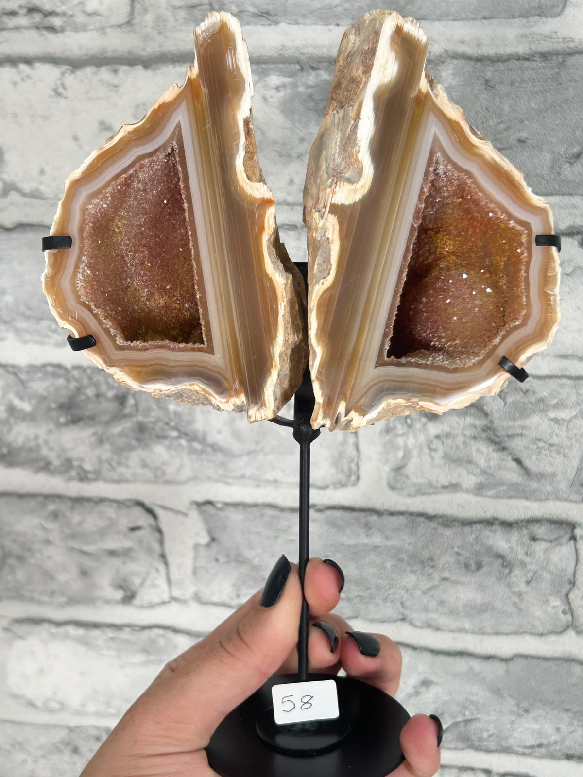 Sumatra Agate Geode on Stand