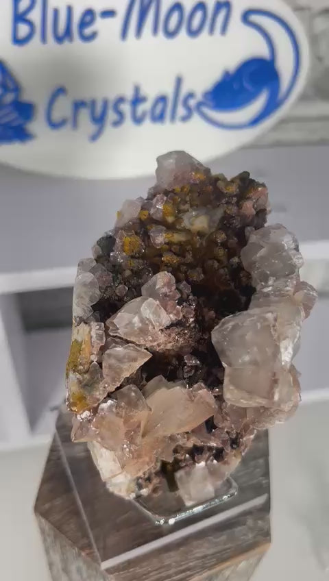 Premium Dogtooth & Diamond Calcite with Psilomelane & Hematite