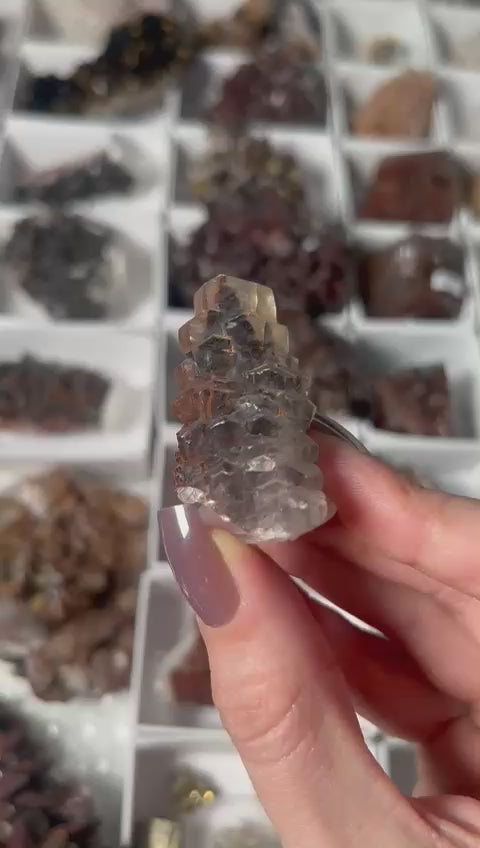 Natural Pagoda Calcite on Hematite-Stained Dogtooth Calcite #1
