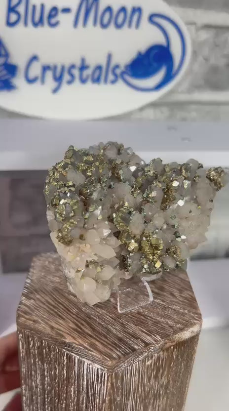 Rainbow Cubic Pyrite on Quartz