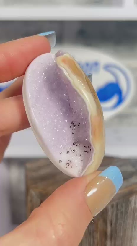 Pink Agate with Lilac Druzy Amethyst #7