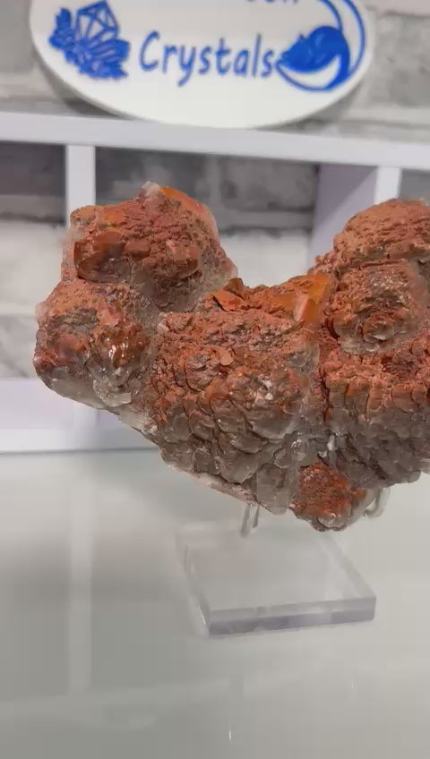 Red Dogtooth Calcite with Hematite & Scale Calcite