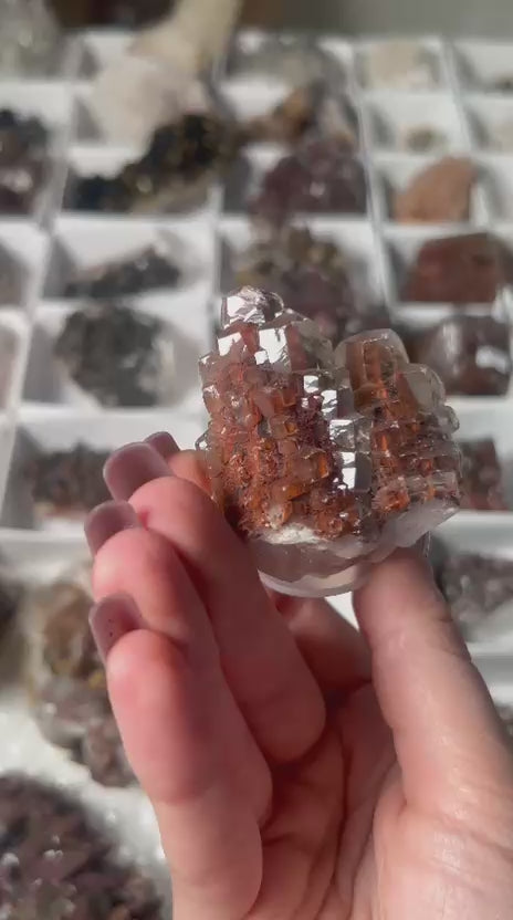 Natural Pagoda Calcite on Hematite-Stained Dogtooth Calcite #7