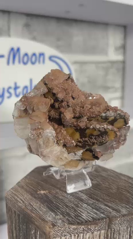 Dogtooth & Diamond Calcite with Psilomelane & Hematite