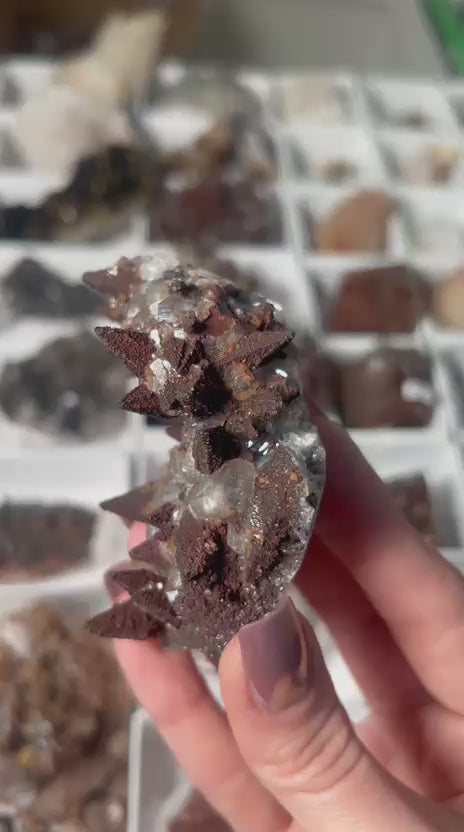 Hematite Dogtooth Calcite with Pyrite & Diamond Calcite